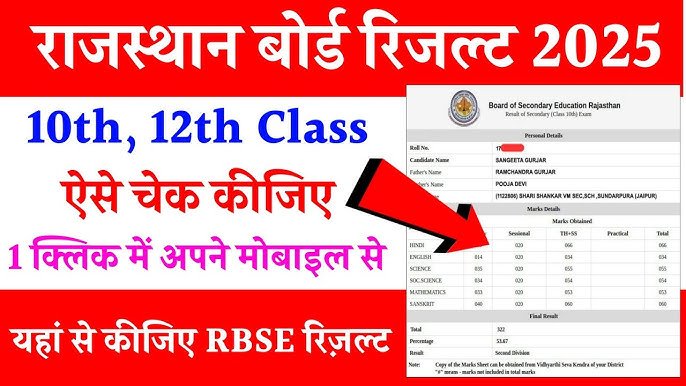 RBSE Rajasthan Board 12th Result 2025